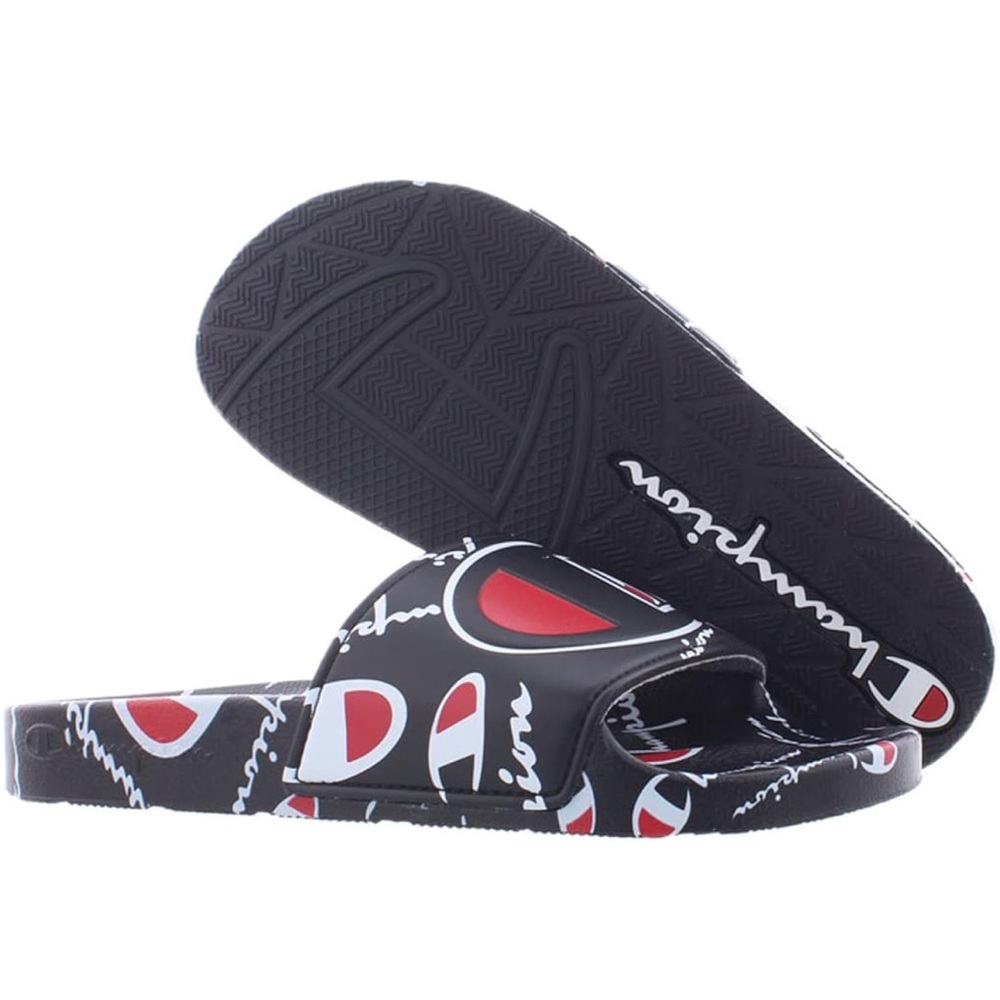 CHAMPION Youth IPO Comic Slide Sandals sz 7Y Black Red White